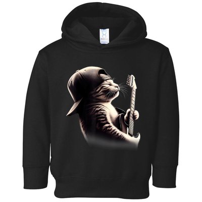 Cat Playing Guitar Funny Rock Music Guitar Cat Toddler Hoodie