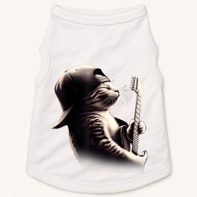 Cat Playing Guitar Funny Rock Music Guitar Cat Doggie Tank