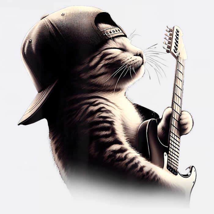 Cat Playing Guitar Funny Rock Music Guitar Cat Adult Drive Performance Visor