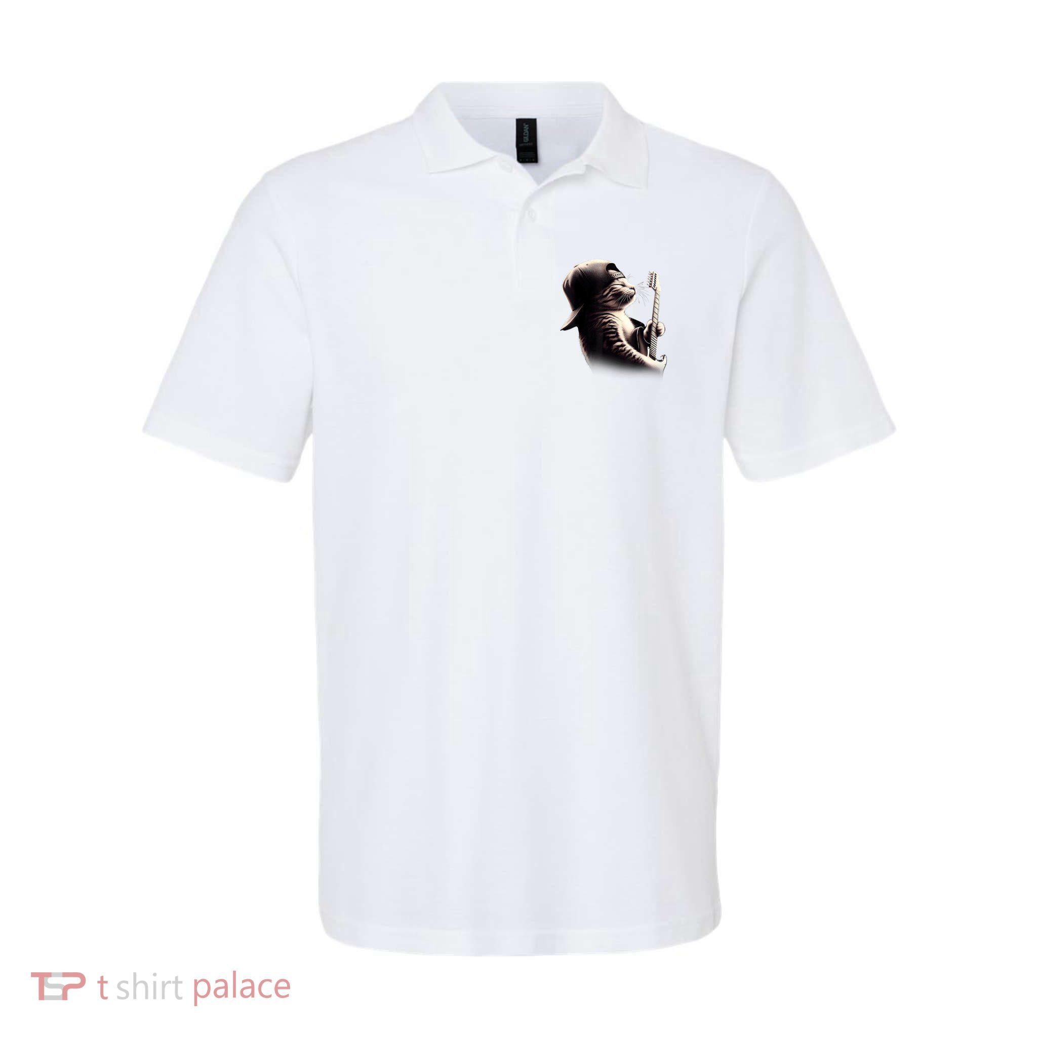 Cat Playing Guitar Funny Rock Music Guitar Cat Polo