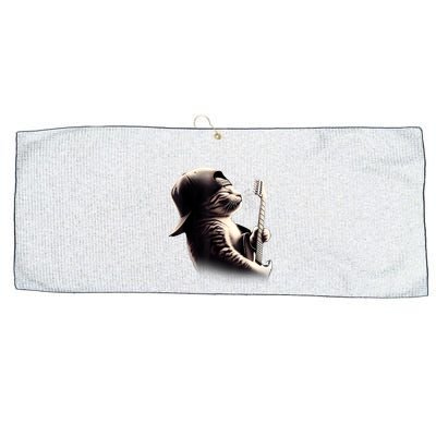 Cat Playing Guitar Funny Rock Music Guitar Cat Large Microfiber Waffle Golf Towel