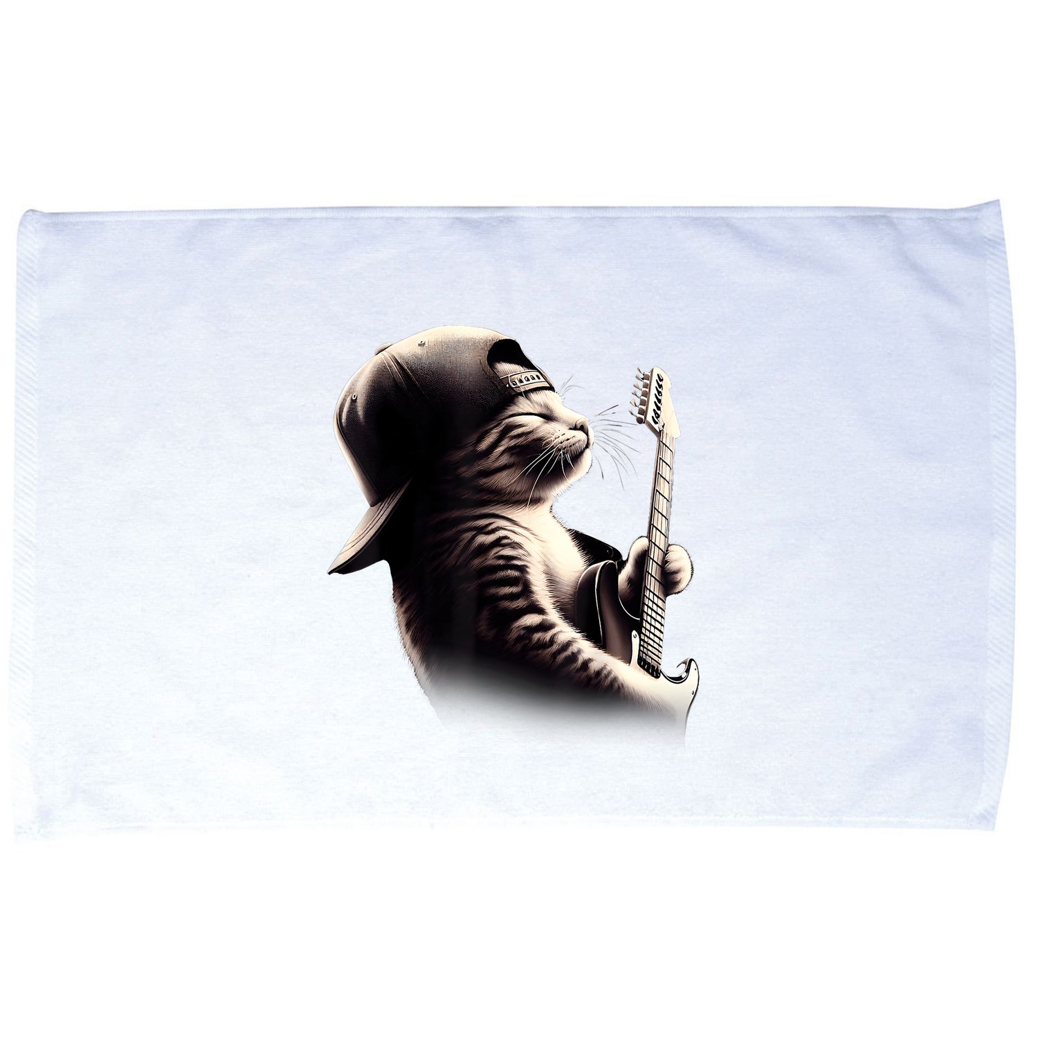 Cat Playing Guitar Funny Rock Music Guitar Cat Microfiber Hand Towel