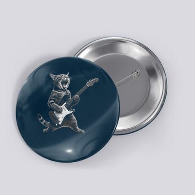 Cat Playing Guitar Rock Star Rock and Roll Button