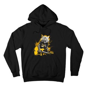 Cat Playing Guitar Kitten Plays Guitarist Rockstar Hoodie