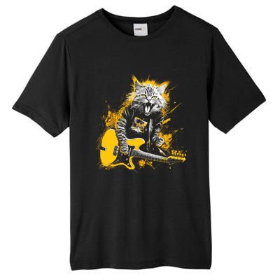 Cat Playing Guitar Kitten Plays Guitarist Rockstar Tall Fusion ChromaSoft Performance T-Shirt