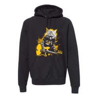 Cat Playing Guitar Kitten Plays Guitarist Rockstar Premium Hoodie