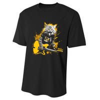 Cat Playing Guitar Kitten Plays Guitarist Rockstar Performance Sprint T-Shirt