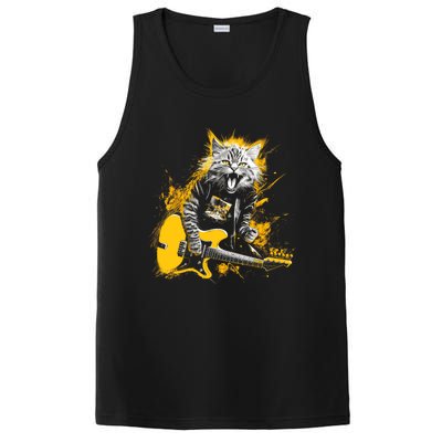 Cat Playing Guitar Kitten Plays Guitarist Rockstar PosiCharge Competitor Tank