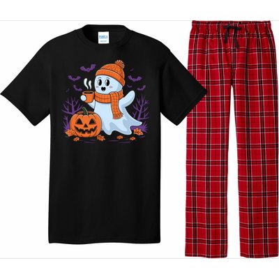 Cute Pumpkin Ghost Ing Coffee Halloween Ghost Fall Fans Gift Pajama Set