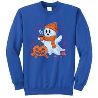 Cute Pumpkin Ghost Ing Coffee Halloween Ghost Fall Fans Gift Sweatshirt