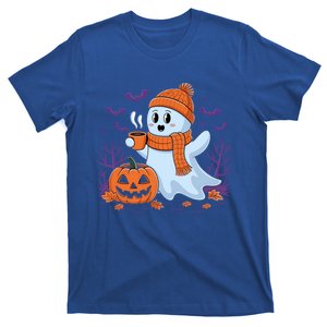 Cute Pumpkin Ghost Ing Coffee Halloween Ghost Fall Fans Gift T-Shirt