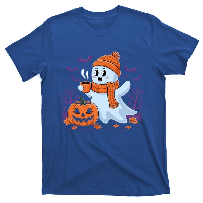 Cute Pumpkin Ghost Ing Coffee Halloween Ghost Fall Fans Gift T-Shirt