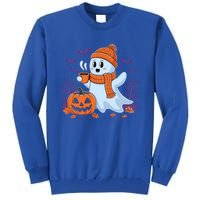 Cute Pumpkin Ghost Ing Coffee Halloween Ghost Fall Fans Gift Tall Sweatshirt