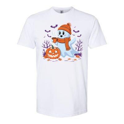 Cute Pumpkin Ghost Ing Coffee Halloween Ghost Fall Fans Gift Softstyle CVC T-Shirt