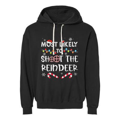 Christmas Party Game Reindeer Shooting Contest Garment-Dyed Fleece Hoodie