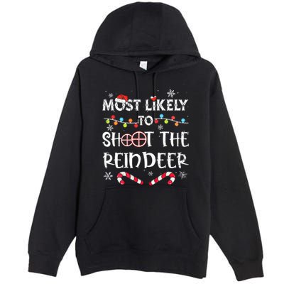 Christmas Party Game Reindeer Shooting Contest Premium Pullover Hoodie