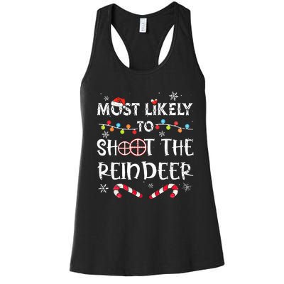 Christmas Party Game Reindeer Shooting Contest Women's Racerback Tank