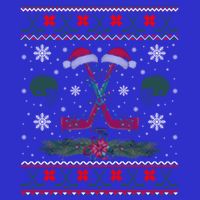 Christmas Pajama Hockey Ball Lover Cute Santa Hat Lights Gift T-Shirt