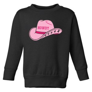 Cowboy Pink_ Hat Cowgirl Cancer Breast Awareness Toddler Sweatshirt