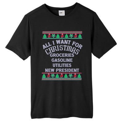 Christmas Political Humor Xmas Saying Pro Trump Anti Biden Gift Tall Fusion ChromaSoft Performance T-Shirt