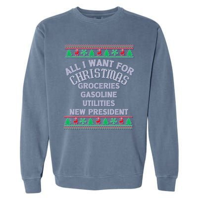 Christmas Political Humor Xmas Saying Pro Trump Anti Biden Gift Garment-Dyed Sweatshirt