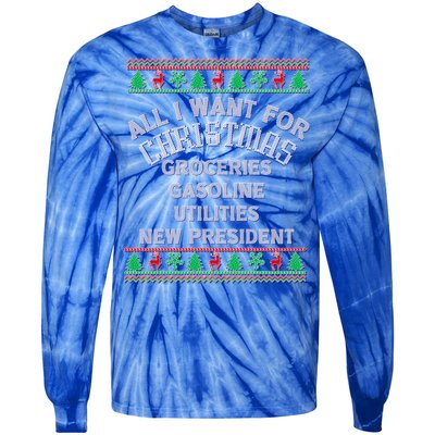 Christmas Political Humor Xmas Saying Pro Trump Anti Biden Gift Tie-Dye Long Sleeve Shirt