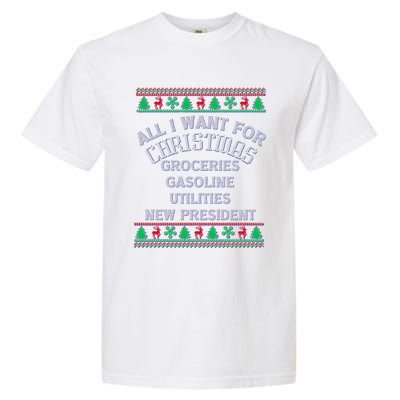 Christmas Political Humor Xmas Saying Pro Trump Anti Biden Gift Garment-Dyed Heavyweight T-Shirt