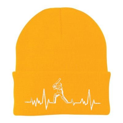 Cricket Player Heartbeat Gift EKG Cricket Fans Lover Funny Knit Cap Winter Beanie