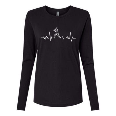 Cricket Player Heartbeat Gift EKG Cricket Fans Lover Funny Womens Cotton Relaxed Long Sleeve T-Shirt