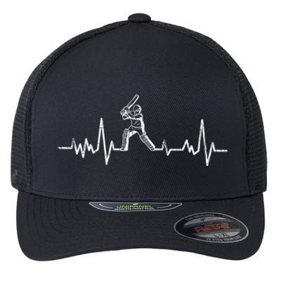 Cricket Player Heartbeat Gift EKG Cricket Fans Lover Funny Flexfit Unipanel Trucker Cap