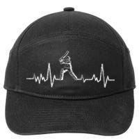 Cricket Player Heartbeat Gift EKG Cricket Fans Lover Funny 7-Panel Snapback Hat