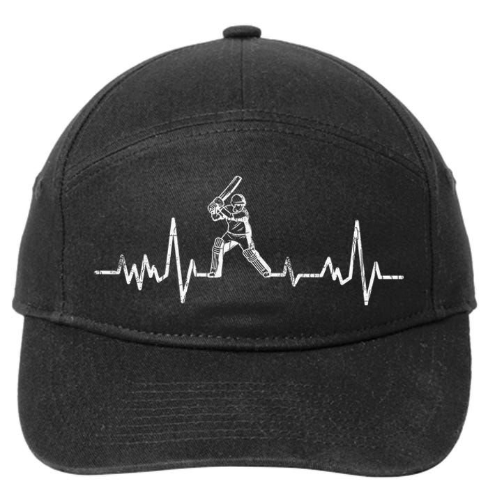 Cricket Player Heartbeat Gift EKG Cricket Fans Lover Funny 7-Panel Snapback Hat