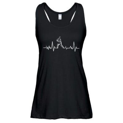 Cricket Player Heartbeat Gift EKG Cricket Fans Lover Funny Ladies Essential Flowy Tank