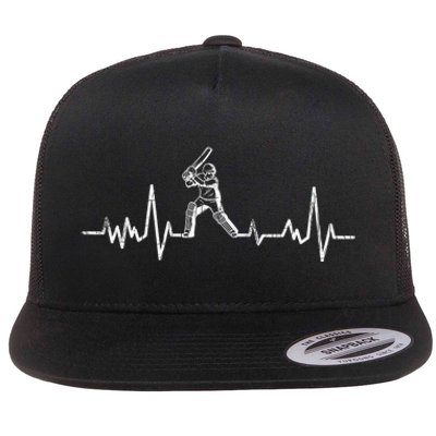 Cricket Player Heartbeat Gift EKG Cricket Fans Lover Funny Flat Bill Trucker Hat