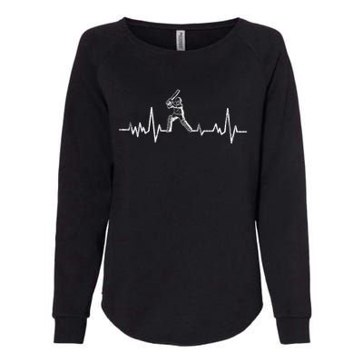 Cricket Player Heartbeat Gift EKG Cricket Fans Lover Funny Womens California Wash Sweatshirt