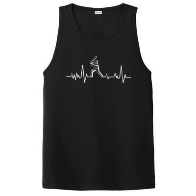 Cricket Player Heartbeat Gift EKG Cricket Fans Lover Funny PosiCharge Competitor Tank