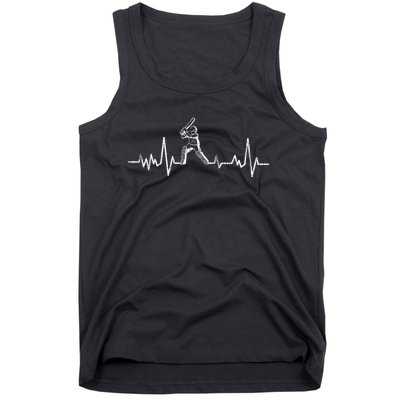 Cricket Player Heartbeat Gift EKG Cricket Fans Lover Funny Tank Top