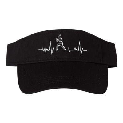 Cricket Player Heartbeat Gift EKG Cricket Fans Lover Funny Valucap Bio-Washed Visor