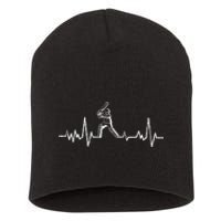 Cricket Player Heartbeat Gift EKG Cricket Fans Lover Funny Short Acrylic Beanie