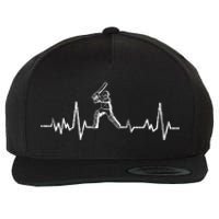 Cricket Player Heartbeat Gift EKG Cricket Fans Lover Funny Wool Snapback Cap