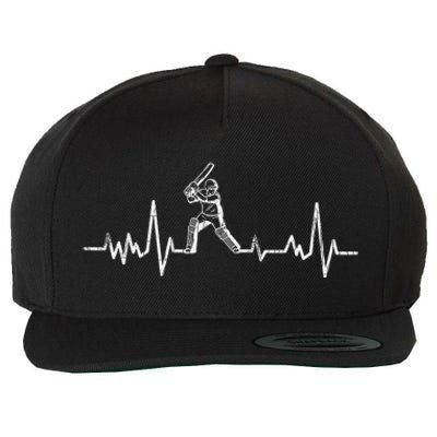 Cricket Player Heartbeat Gift EKG Cricket Fans Lover Funny Wool Snapback Cap