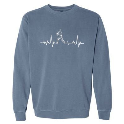 Cricket Player Heartbeat Gift EKG Cricket Fans Lover Funny Garment-Dyed Sweatshirt