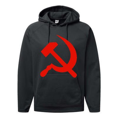 Communist Propaganda Hammer And Sickle Performance Fleece Hoodie