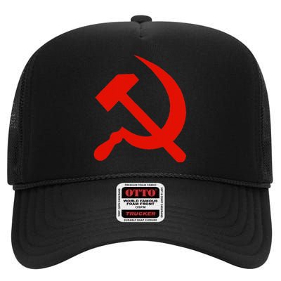 Communist Propaganda Hammer And Sickle High Crown Mesh Back Trucker Hat