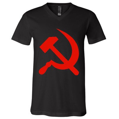 Communist Propaganda Hammer And Sickle V-Neck T-Shirt