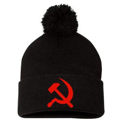 Communist Propaganda Hammer And Sickle Pom Pom 12in Knit Beanie