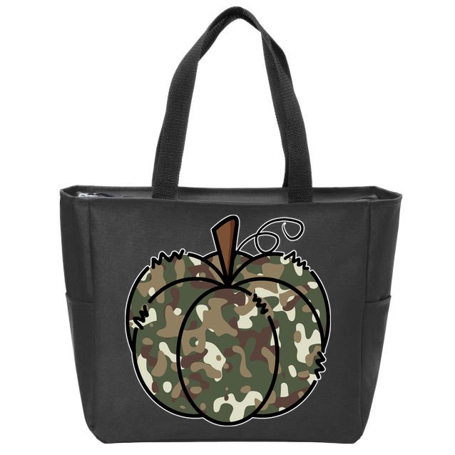 Camouflage Pumpkin Holiday Zip Tote Bag
