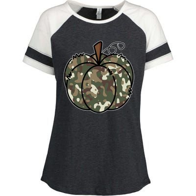 Camouflage Pumpkin Holiday Enza Ladies Jersey Colorblock Tee