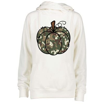 Camouflage Pumpkin Holiday Womens Funnel Neck Pullover Hood