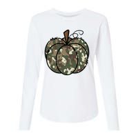 Camouflage Pumpkin Holiday Womens Cotton Relaxed Long Sleeve T-Shirt